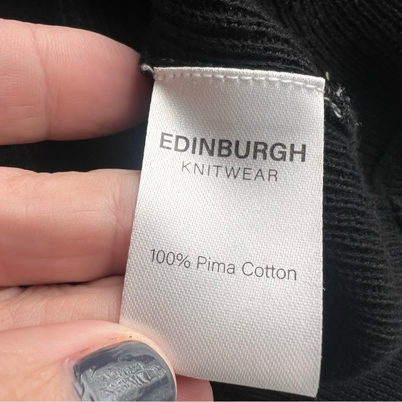 EK Edinburg Knitwear Black Top Shirt Blouse Pima Cotton - Picture 4 of 5